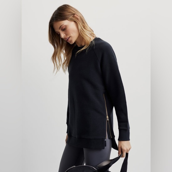 Varley Manning Zip Longline Sweatshirt Size XS Oversized Washed Black Gym 15 - Picture 3 of 10